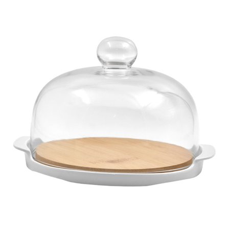 Posliinitarjoilualusta bambukannella, 25x22x14 cm