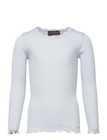Silk T-Shirt W/ Lace Langærmet T-shirt Blå Rosemunde Kids
