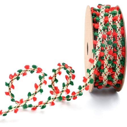 Joulunauha 10 mm leveä 10 m pitkä Veto-kukallinen Punainen ja Vihreä Turkiskukka Nauha Verhoilu DIY-materiaali Jouluun