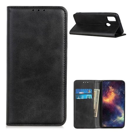 Wallet-style ægte Læder Flipcase til Motorola Moto G30 - Sort