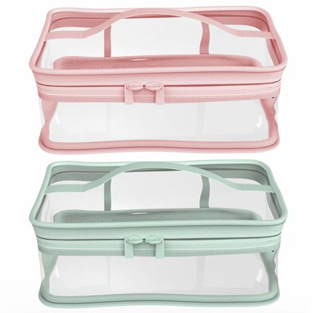 Vandtæt kosmetiktaske med lynlås, bærbar rejseopbevaringspose (2-delt sæt)