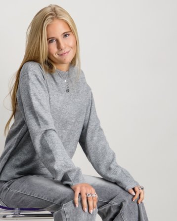 RYVLS Cloé Soft Knit L/S Sweater Grå Tröjor Tjej - Kids Brand Store