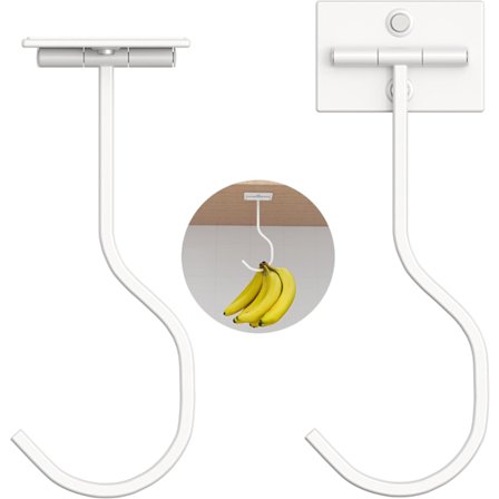 Klebrige Banankroker, Sammenleggbare, Foldes med Magneter Når De Ikke Er I Bruk, Kjøkkenkroker, Bananholder, Holder Bananer Ferske, Hvit, 2-pakning