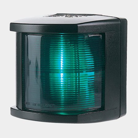 Luz de estribor para montaje lateral Hella 2984, 25 W, 12 V, 112.5°, plástico negro resistente a UV, 108 x 107 x 90 mm, verde, para barcos <20 metros 