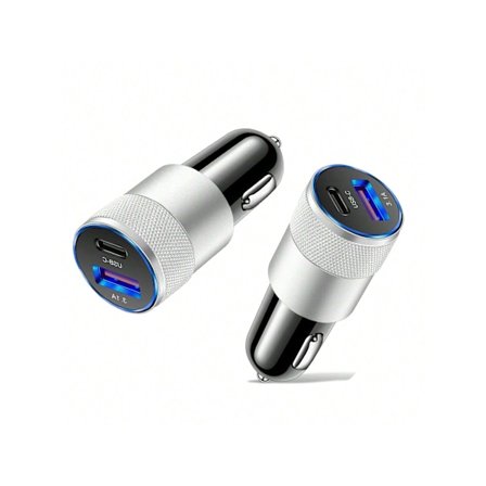 1Pc Usb C Snabb Billaddare, 3.0 Pd Usb C Biladapter 2Ports 3.1A Usb Typ C Bilplugg Kompatibel Med Iphone 15/14/13