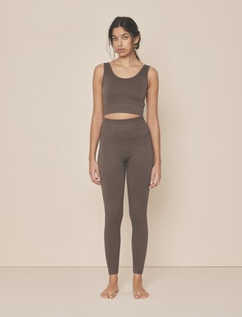 Moonchild Yoga Wear Soft Rib Seamless Crop Top - Brown - S