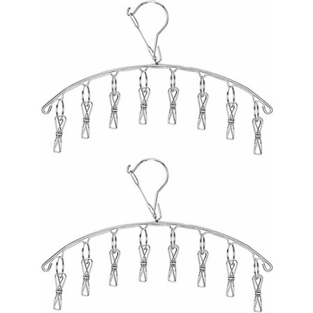 Rustfritt stål sokketørker sammenleggbar sokkehenger tørketrommel hengende klesvask tørkestativ for sokker undertøy skosåler babyklær 2 stykker