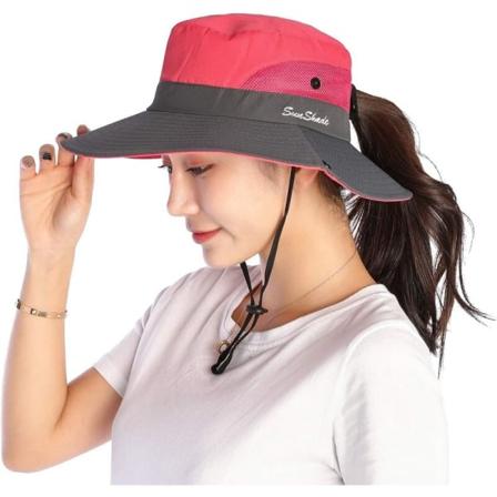 Foldbar solhat til kvinder Justerbar bomuld bred skygge Visir Summer Beach Travel UPF UV