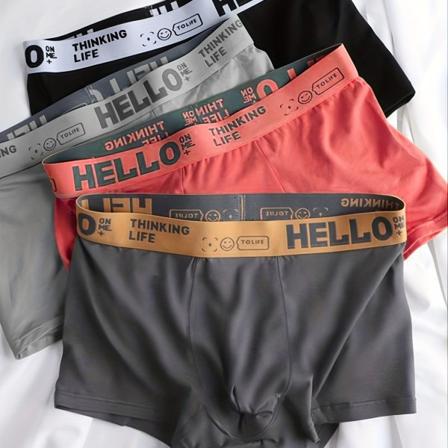 4st herr bomull Andas stretch boxer underkläder black gray red dark gray L(50)