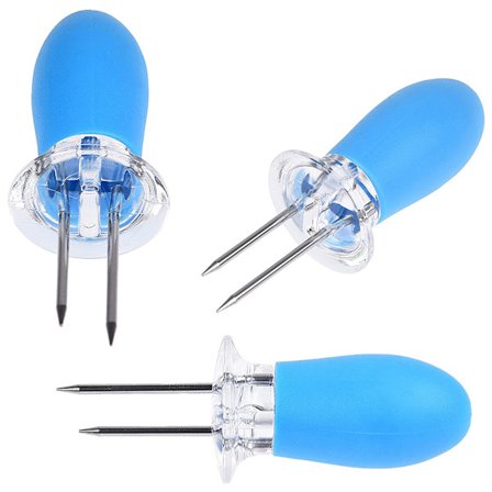 Blå 8-pakker rustfrie stål maisspyd maisspyd grill maisgafler til hjemmekjøkken, grill, piknik