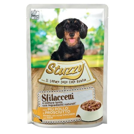 Stuzzy Sfilaccetti Con Pollo/Prosciutto Per Cani Adulti Bustina