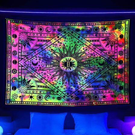 Blacklight Vägghängande Trippy Gobeläng Psykedeliska Gobelänger
