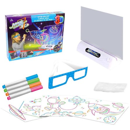 3D Tegnebrett Lysende Doodle Pad Fluorescerende Farge Skriving Pedagogisk Leketøy Barnegave
