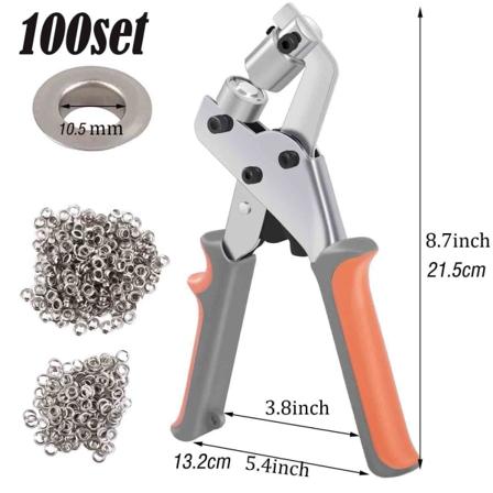 Grommetverktøysett 100 sett Grommets Øyeblikk 6mm 10mm 12mm 14mm Inner Diameter Sølv for Klær Sko Veske Lær Håndverk DIY 100 sets 10.5mm