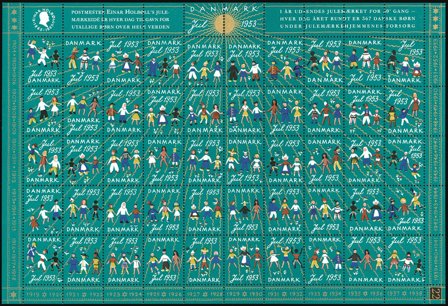 Danmark - Julemærkeark 1953 - Foldet