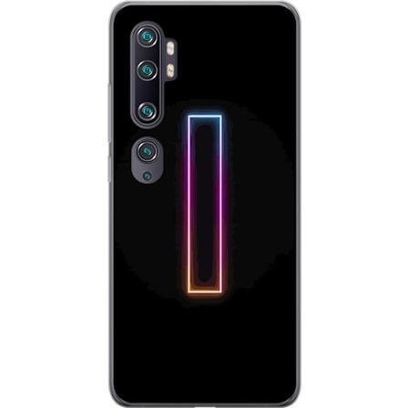 Kompatibelt Mobildeksel til Xiaomi Xiaomi Mi Note 10 Minimalistisk neonbokstav I i regnbuefarger mot mørk bakgrunn