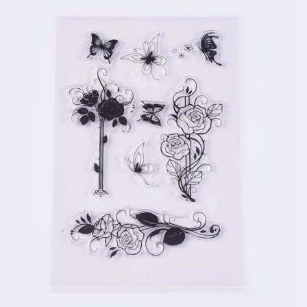 #23 Clear Stamp Stämplar Till Scrapbooking Ros Och Fjäril
