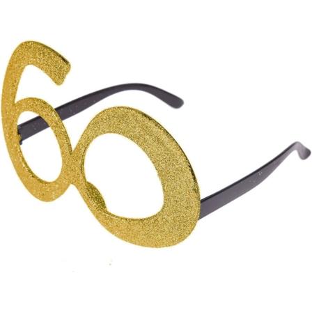 Sjove Fødselsdagsbriller Glitter Party 60. år Guld Sølv Kostume (guld) (1 stk