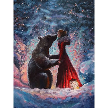 30 x 40 cm, Skønheden og Udyret Diamantmaleri Diamantbroderi