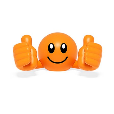 Telefonholder til skrivebord med tegneseriefigur i plastik, roterende tommelfinger-op telefonholder med smiley-ansigt, doven telefonholder (orange)