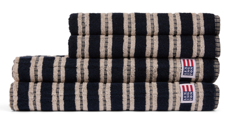Lexington Striped Terry Håndkle blåsvart-beige 30x50