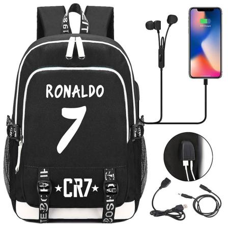 2023 Cr7 Kids Vanntett Skolevesker Usb Laptop Ryggsekk Unisex Reisevesker Studentvesker