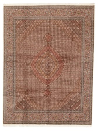 Noué À La Main Tabriz 40 Raj Tapis 300X397 De Laine Marron Grand