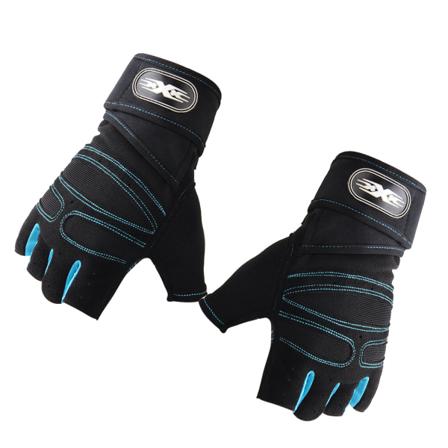YO Viktlyftning Halvfingerhandskar Män Sport Fitness Cykelhandskar Utomhus Gym handledsskyddshandskar Ljusblå M
