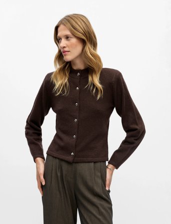 Object Objzari L/S Re Knit Cardigan 142 - Brown - L