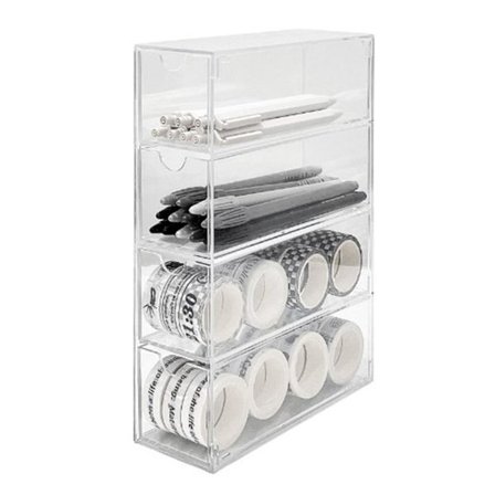 Stabelbar Gjennomsiktig Solbrille Display Organizer 4 Lag Brille Oppbevaringsboks for Kontor Soverom