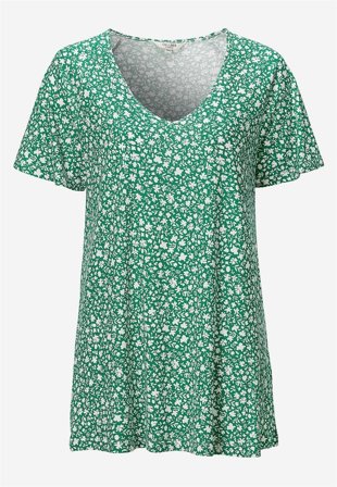 Cellbes of Sweden - Småblomstret jerseytunika i grønn / blomstret for damer i størrelse 38/40