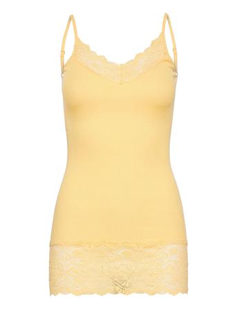 Organic Strap Top W/ Lace Top Ærmeløs Top Gul Rosemunde