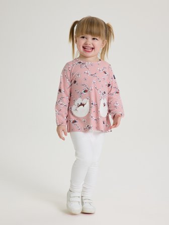 Polarn O. Pyret - Top with cherry blossom print - 110 - Childrenswear - pink