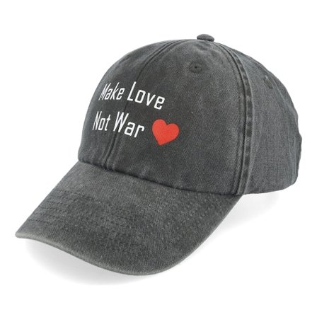 Iconic - Noir unconstructed Casquette - Make Love Not War Washed Black Dad Cap @ Hatstore