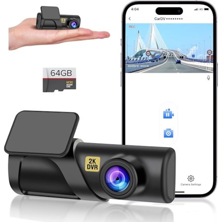 Dash Cam, WiFi FHD 1080P Dashkamera til biler, Mini bilkamera, Dash Cam forrest med gratis 64 GB SD-kort, 160° vidvinkel, nattesyn, loop-optagelse,