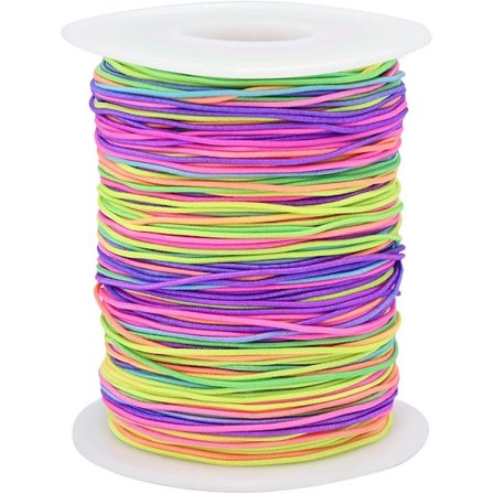 100 meter fargerik elastisk perletråd, elastisk snor regnbue perletråd, brukes til å lage halskjeder og armbånd, barns smykkeproduksjon,