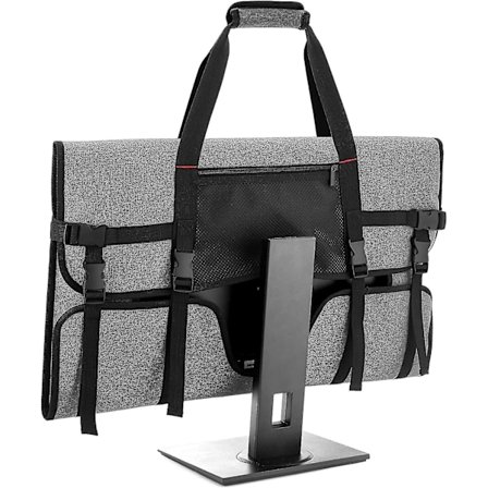 Bæreveske for 27" LCD-skjermer og monitorer, med polstret fløyelsfôr, grå