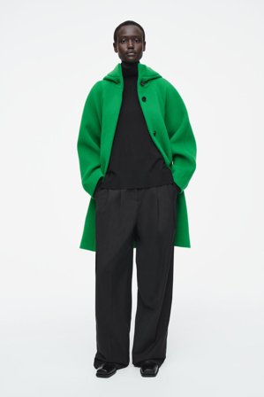 COS Women's Oversized Wool Hooded Coat in Green