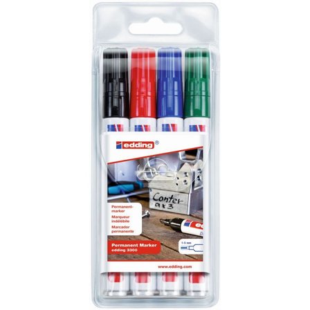 EDDING Märkpenna 330 4 färger/fp - Lyreco - Kontorsmaterial - Pennor - Märkpennor - Skuren spets