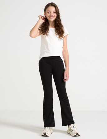 Lindex Trousers Flare Brushed Inside - Black - 128