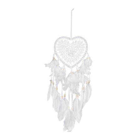 Drømmefanger Hult Hjerteform Håndstrikket Veggdekor Macrame Drømmefanger med Lys for Hjem Vegg Vindu Bil