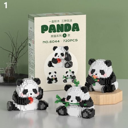 Panda Micro Building Blocks Monteringsspel Tegelstenar Figurleksaker