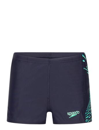 Boys Plastisol Placement Aquashort Badeshorts Marineblå Speedo*Betinget Tilbud
