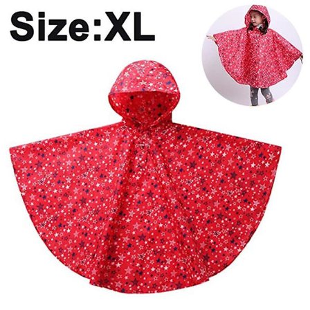 Lightweight Rain Poncho Jacket for Kids Waterproof Outerwear Raincoat Red