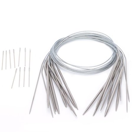 Rundstickor i rostfritt stål, rundstickor i olika storlekar, virknålar, 65 cm