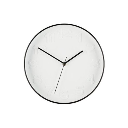 Väggklocka 30 cm – analog, vit/svart