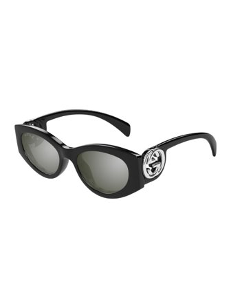 Gucci Chaise Longue Women's Sunglasses with a frame made of plastic in black and lenses made of nylon in grey