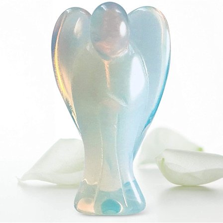 Pocket Guardian Angel med Serenity Prayer Opal Healing Stone Figurine(Trasparent)