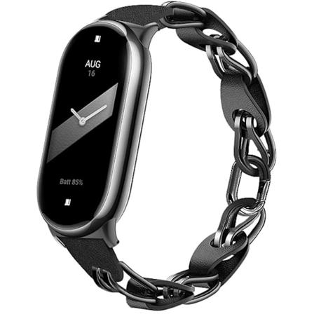 Kompatibel med Xiaomi Mi Band 8 Armbånd, Utbyttbar Rem med Åpen Arbeidsdesign i Rustfritt Stål Ring Lærkjede Belte Belte Pustende Elegant Armbånd for 