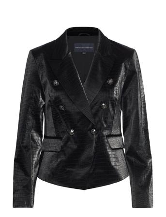 Ivar Croc Coated Pu Blazer Blazers Double Breasted Blazers Musta French Connection